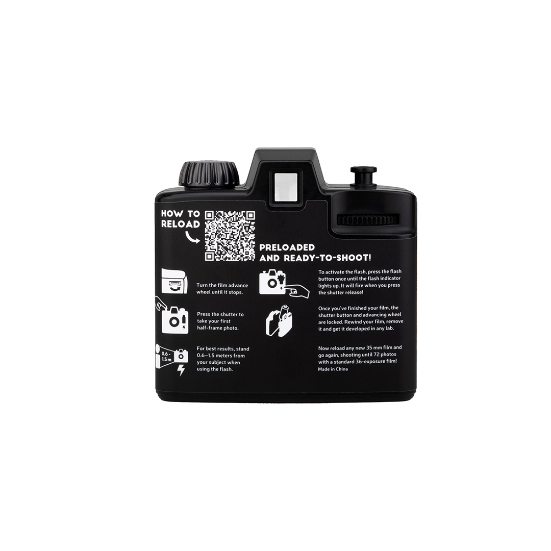 Lomography Half-Frame Simple Use Reloadable Film Camera - Black & White 400 - Afbeelding 15